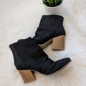 {Kaari Blue} Laser Cut Black Ankle Boots